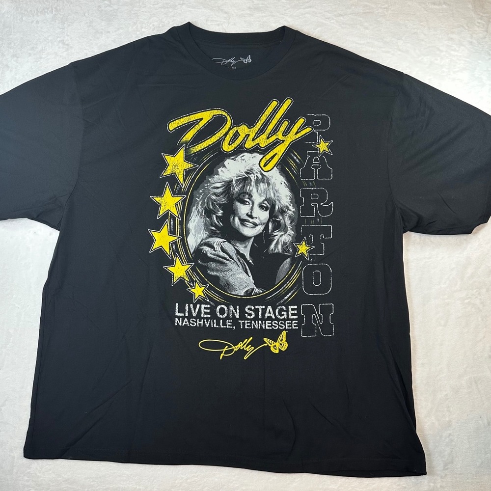 NWOT Dolly Parton Live On Stage Nashville Tennessee Graphic T-Shirt Black 4XL